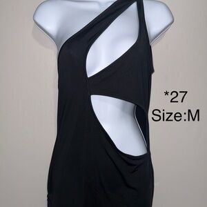 Black Cutout One-Shoulder Women's Dress
